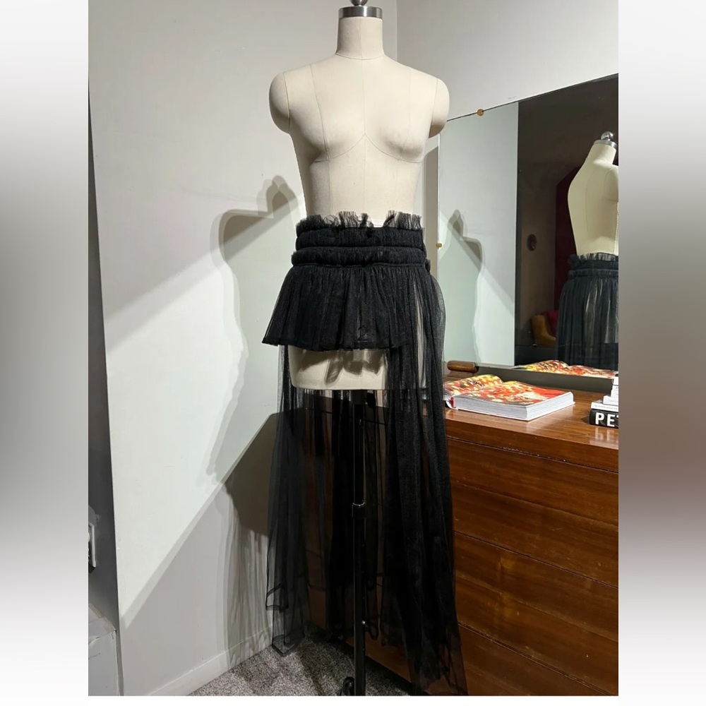 990$ ATELIER CHEKALINA CDG SHEER LONG SHORT SKIRT OVER SIZE SMALL